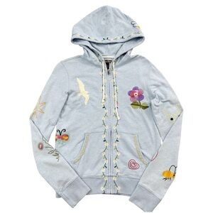 Vintage Y2K Lucky Brand Embroidered Zip Up Hoodie XS
